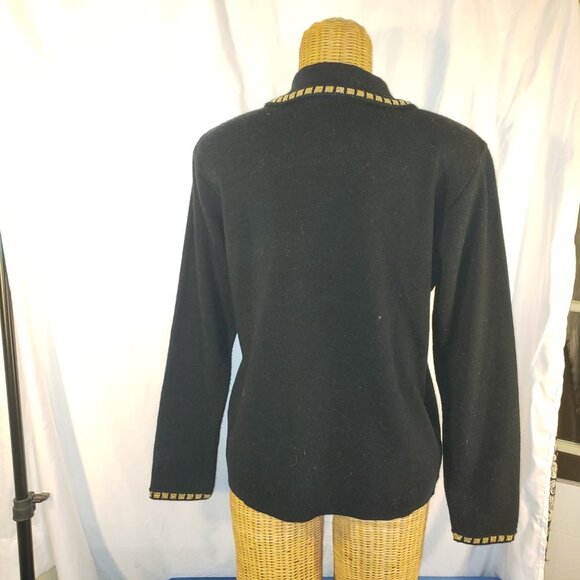 Karen Lessly Black Knit Blazer w/ Gold Trim Size S - Picture 4 of 5
